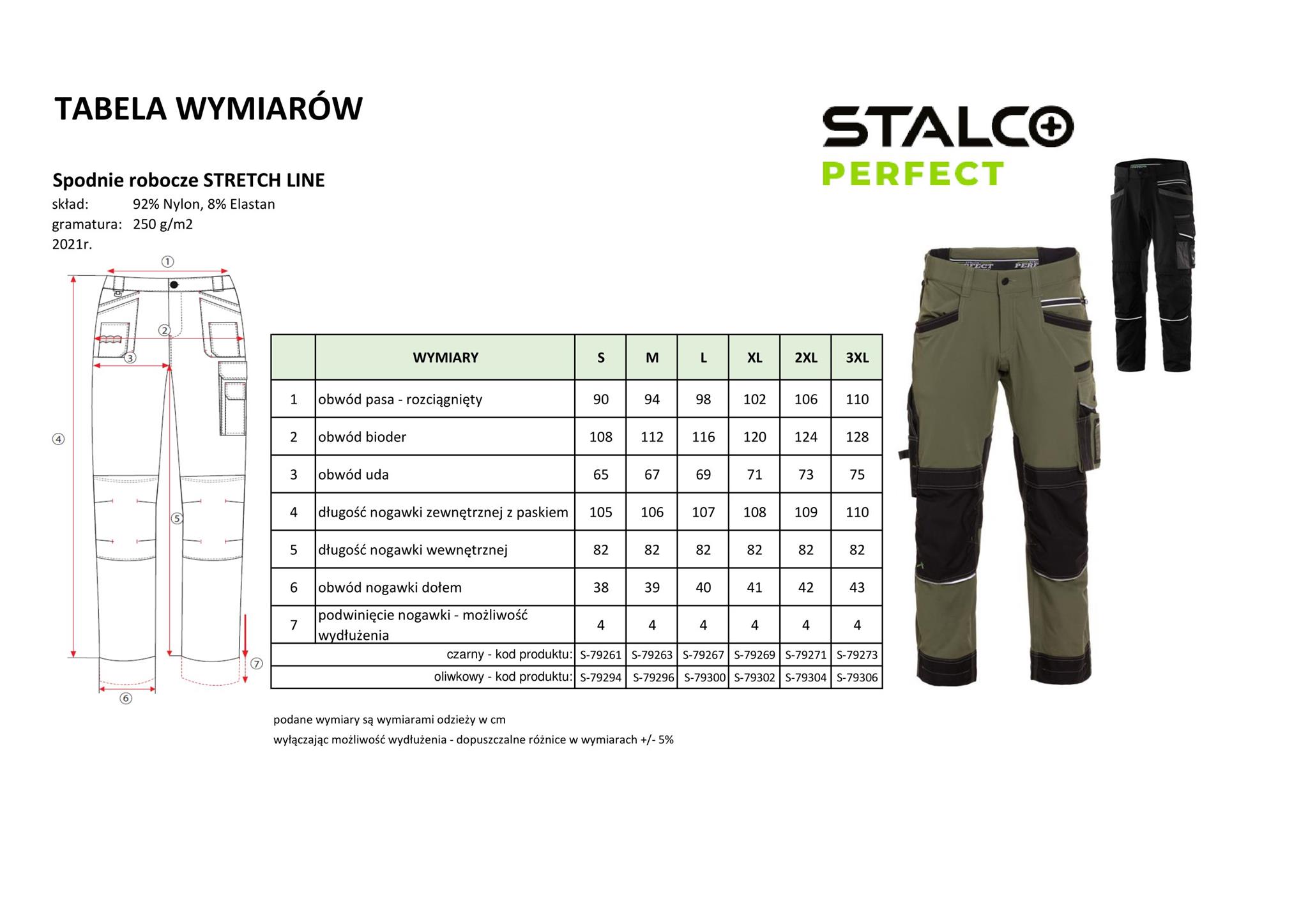 Spodnie robocze Profesional Stretch Line czarne r. S(48) STALCO