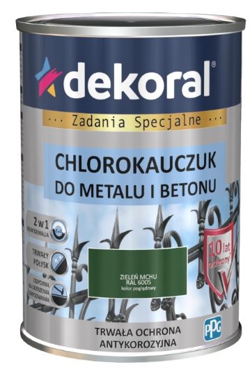 Chlorokauczuk do metalu i betonu zieleń mchu RAL 6005 0,9 l DEKORAL