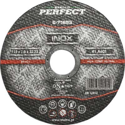 Tarcza do cięcia stali nierdzewnej płaska 115 mm STALCO