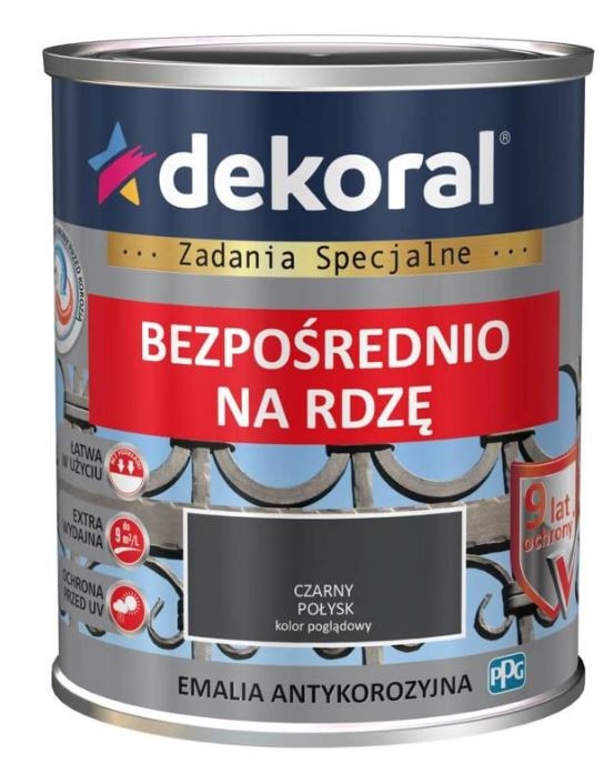Emalia antykorozyjna czarny połysk RAL 9005 0,65 l DEKORAL