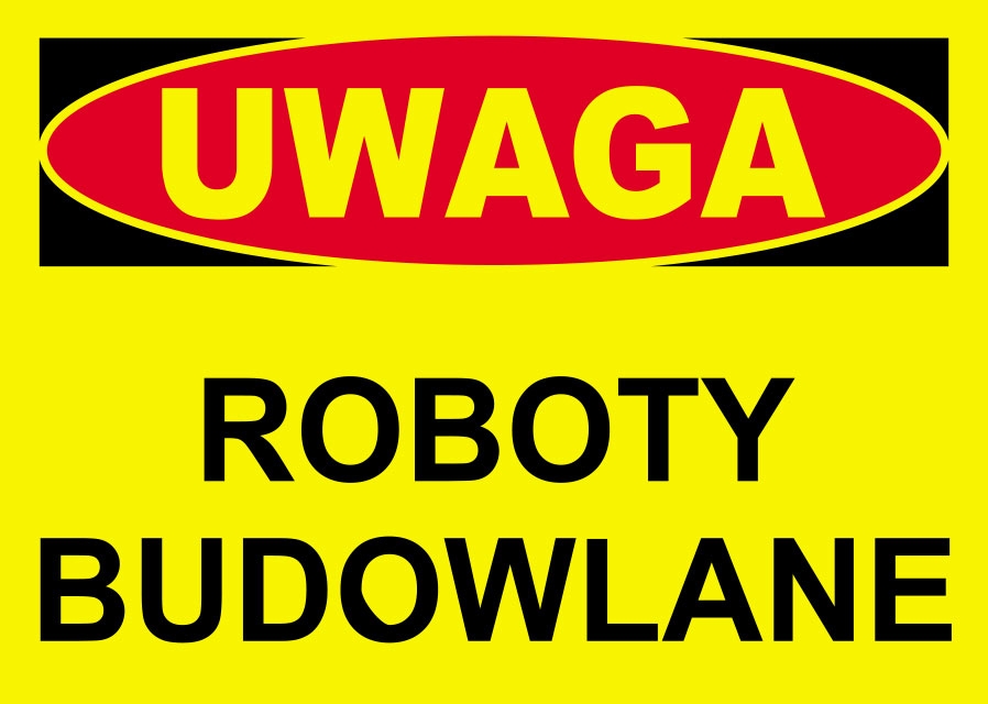 Tablica ostrzegawcza PCV Roboty Budowlane