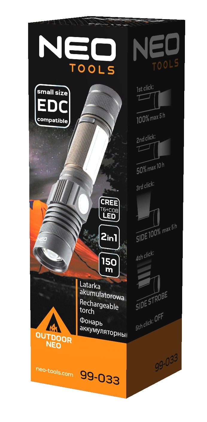 Latarka akumulatorowa USB 800 lm 2 w 1 Cree T6 LED