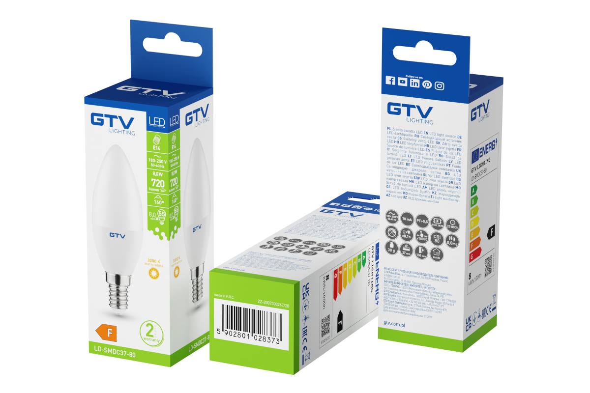 Żarówka LED 8W E14 3000K 720lm ciepła barwa